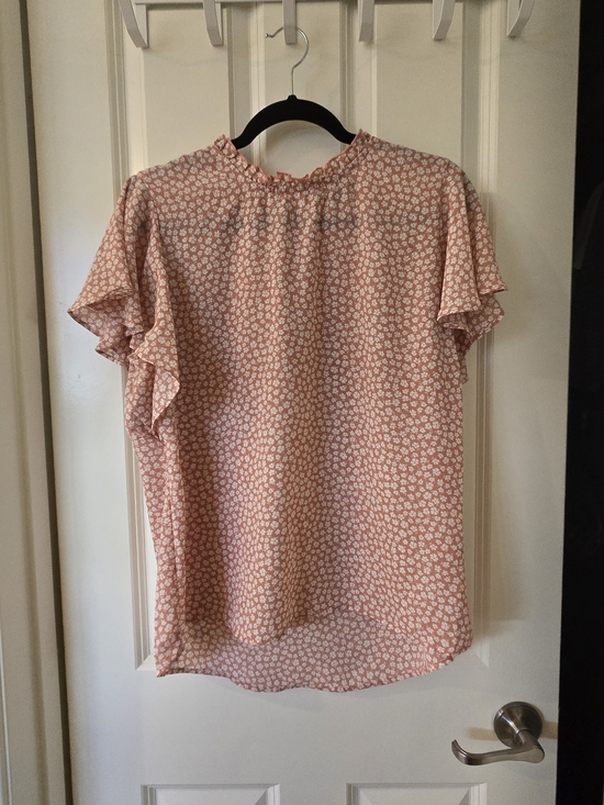 Gibson Tops - Gibson Dusty Rose Floral Flutter Sleeve Blouse